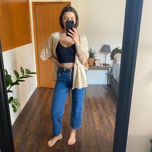 Grade & Gather Rose Leopard Print Kimono